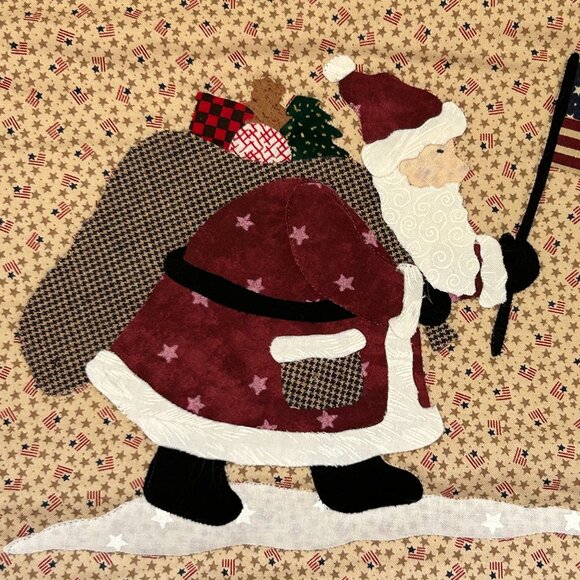 Star Spangled Santa with Bag Christmas Wall Hanging Quilt Primitive Debbie Mum - Picture 3 of 15